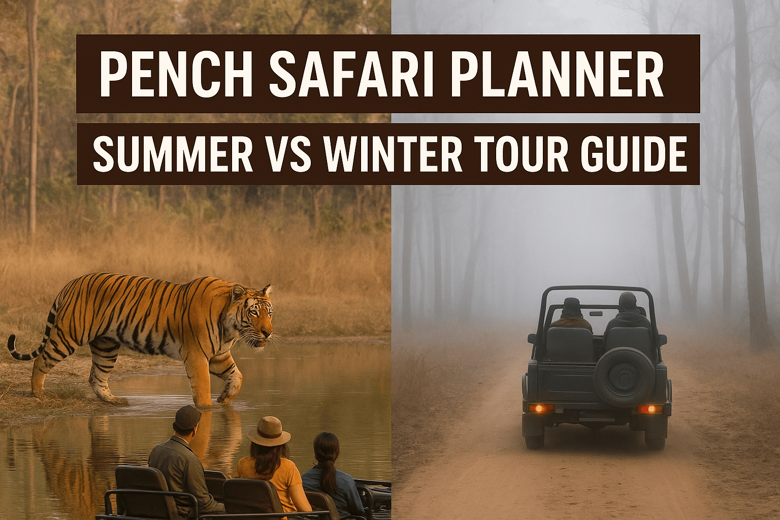 Children watching deer and peacocks during Pench jungle safari